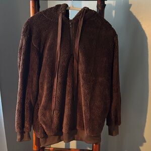 Brown Fleece Hoodie/Jacket
